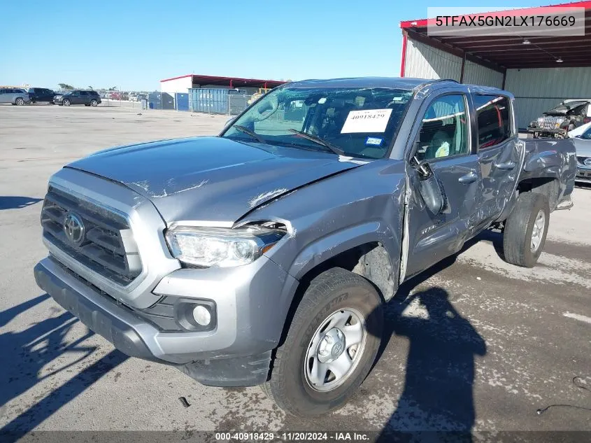 2020 Toyota Tacoma Sr5 VIN: 5TFAX5GN2LX176669 Lot: 40918429