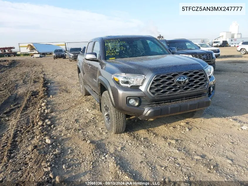 2021 Toyota Tacoma Double Cab/Sr/Sr5/Trd Sport/Trd Off Road/Trd Pro VIN: 5TFCZ5AN3MX247777 Lot: 12068336