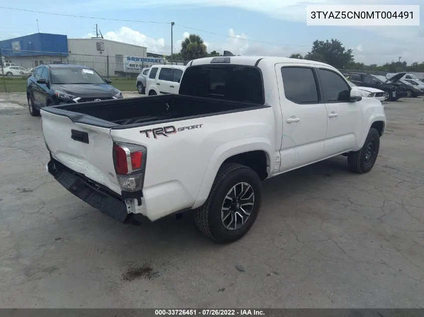 2021 Toyota Tacoma Trd Sport VIN: 3TYAZ5CN0MT004491 Lot: 33726451