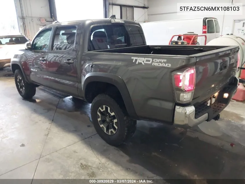 2021 Toyota Tacoma Trd Off-Road VIN: 5TFAZ5CN6MX108103 Lot: 38920829