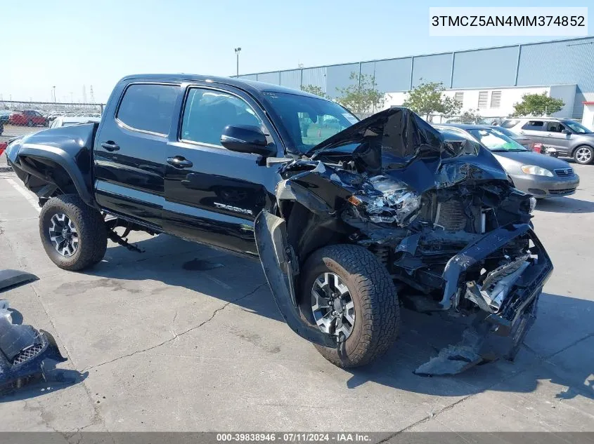 2021 Toyota Tacoma Trd Off-Road VIN: 3TMCZ5AN4MM374852 Lot: 39838946