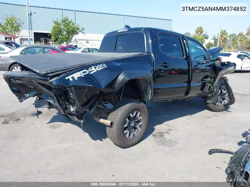 2021 Toyota Tacoma Trd Off-Road VIN: 3TMCZ5AN4MM374852 Lot: 39838946