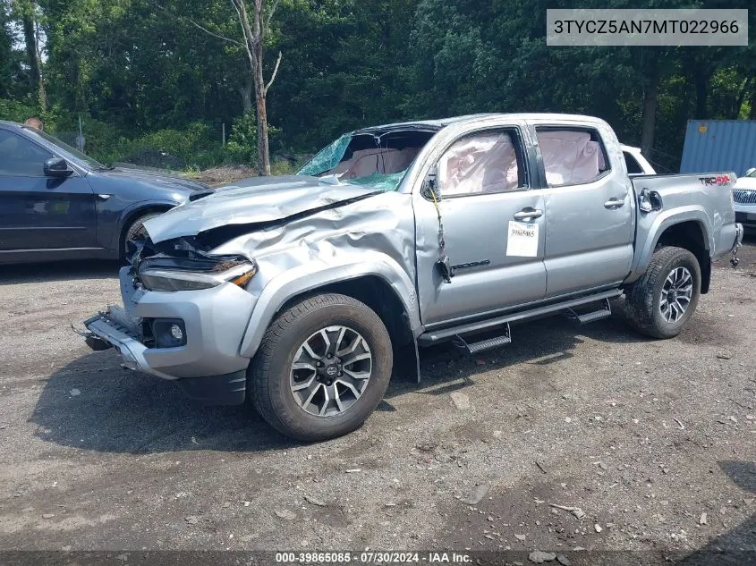 2021 Toyota Tacoma Trd Sport VIN: 3TYCZ5AN7MT022966 Lot: 39865085