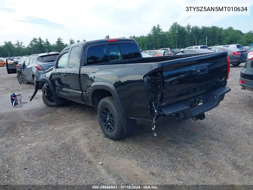 2021 Toyota Tacoma Sr V6 VIN: 3TYSZ5AN5MT010634 Lot: 39866841