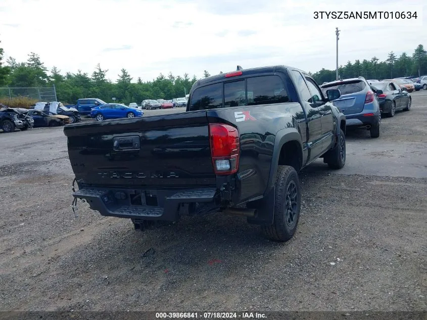 2021 Toyota Tacoma Sr V6 VIN: 3TYSZ5AN5MT010634 Lot: 39866841