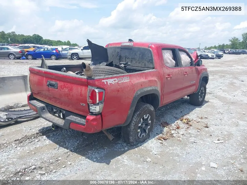 2021 Toyota Tacoma Trd Off-Road VIN: 5TFCZ5AN3MX269388 Lot: 39878198