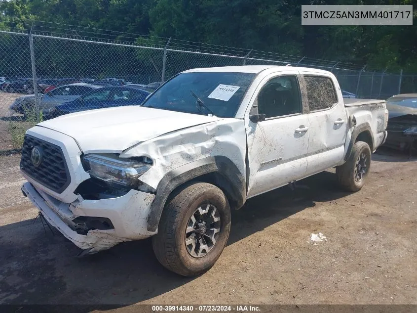 2021 Toyota Tacoma Trd Off-Road VIN: 3TMCZ5AN3MM401717 Lot: 39914340