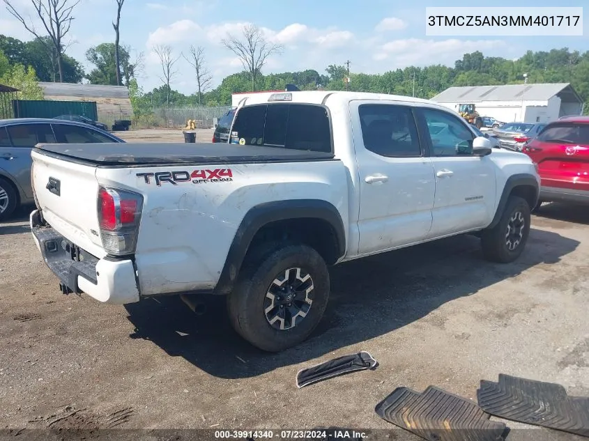 2021 Toyota Tacoma Trd Off-Road VIN: 3TMCZ5AN3MM401717 Lot: 39914340