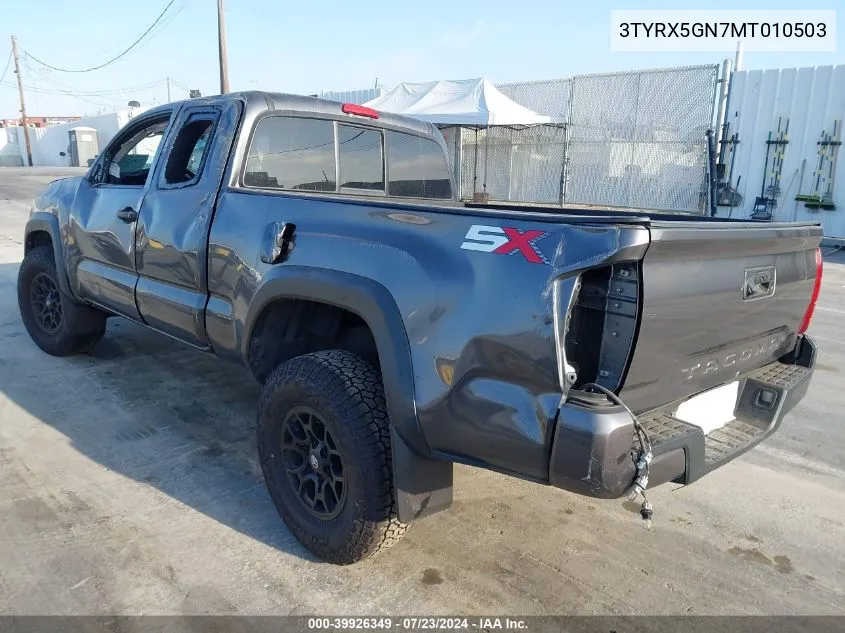 2021 Toyota Tacoma Sr VIN: 3TYRX5GN7MT010503 Lot: 39926349