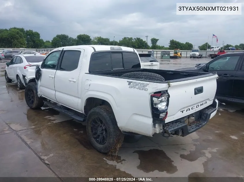 2021 Toyota Tacoma Sr/Sr5 VIN: 3TYAX5GNXMT021931 Lot: 40553067