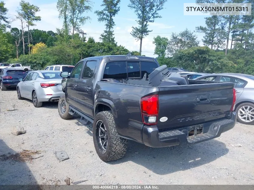 2021 Toyota Tacoma Sr VIN: 3TYAX5GN5MT015311 Lot: 40066219