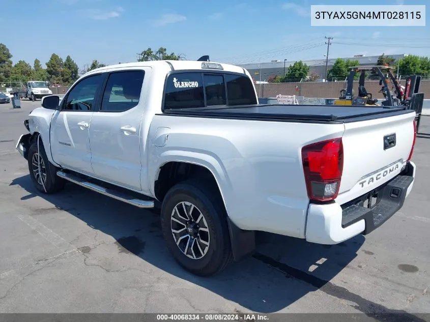 2021 Toyota Tacoma Sr VIN: 3TYAX5GN4MT028115 Lot: 40068334