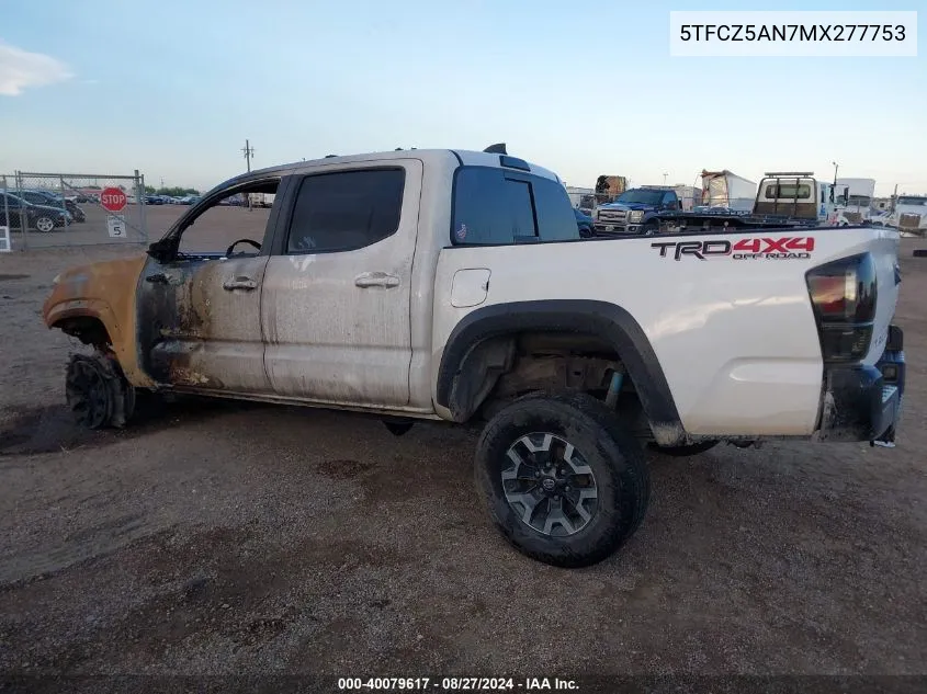 2021 Toyota Tacoma Trd Off-Road VIN: 5TFCZ5AN7MX277753 Lot: 40079617