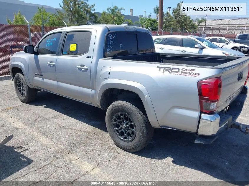 2021 Toyota Tacoma Sr5 V6 VIN: 5TFAZ5CN6MX113611 Lot: 40115643