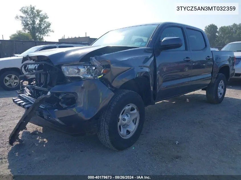 3TYCZ5AN3MT032359 2021 Toyota Tacoma Sr V6