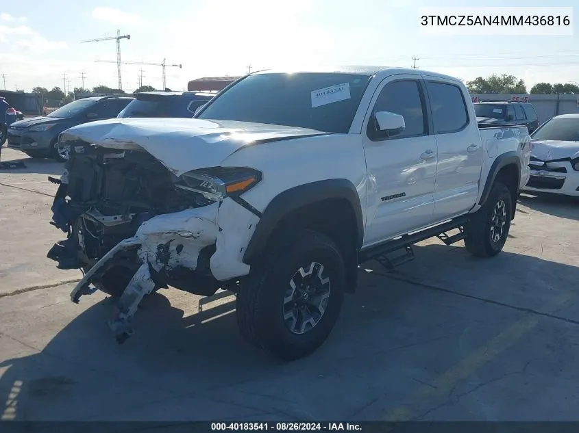 2021 Toyota Tacoma Trd Off-Road VIN: 3TMCZ5AN4MM436816 Lot: 40183541