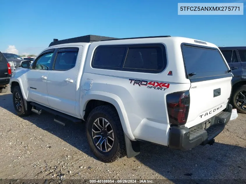 2021 Toyota Tacoma Trd Sport VIN: 5TFCZ5ANXMX275771 Lot: 40188954