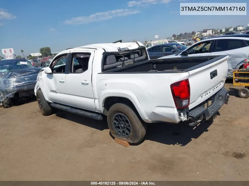 2021 Toyota Tacoma Sr5 V6 VIN: 3TMAZ5CN7MM147160 Lot: 40192125