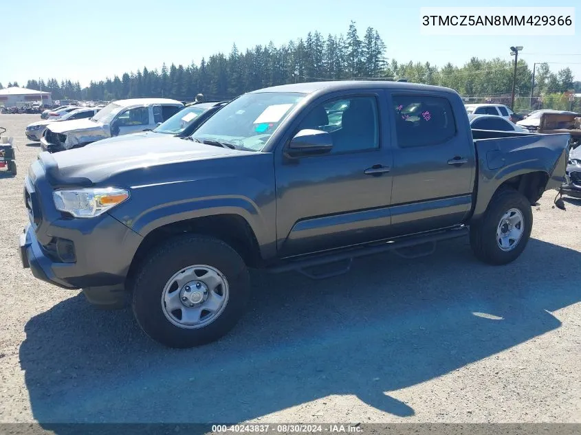 2021 Toyota Tacoma Sr V6 VIN: 3TMCZ5AN8MM429366 Lot: 40243837