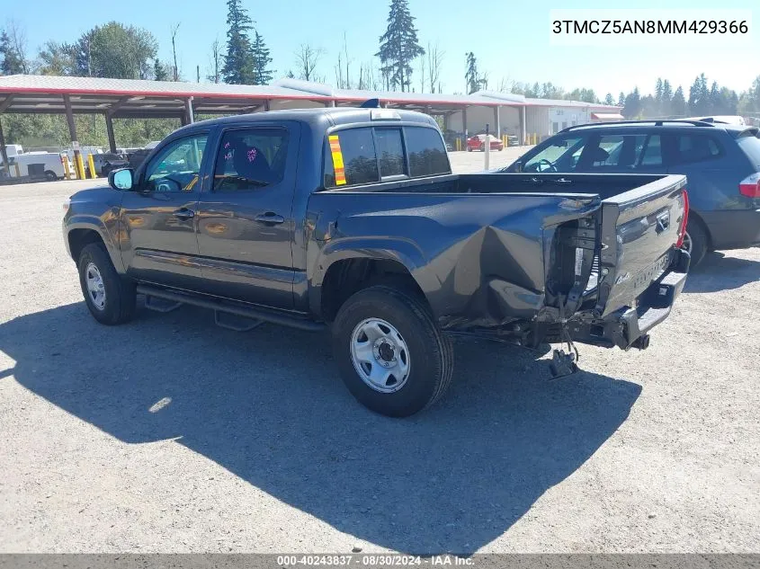 2021 Toyota Tacoma Sr V6 VIN: 3TMCZ5AN8MM429366 Lot: 40243837