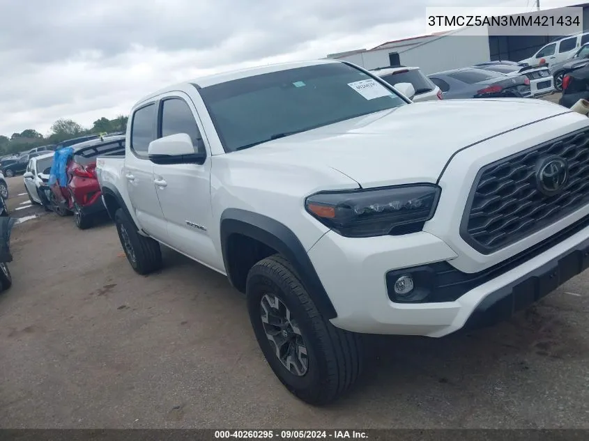 2021 Toyota Tacoma Double Cab/Sr/Sr5/Trd Spo VIN: 3TMCZ5AN3MM421434 Lot: 40260295