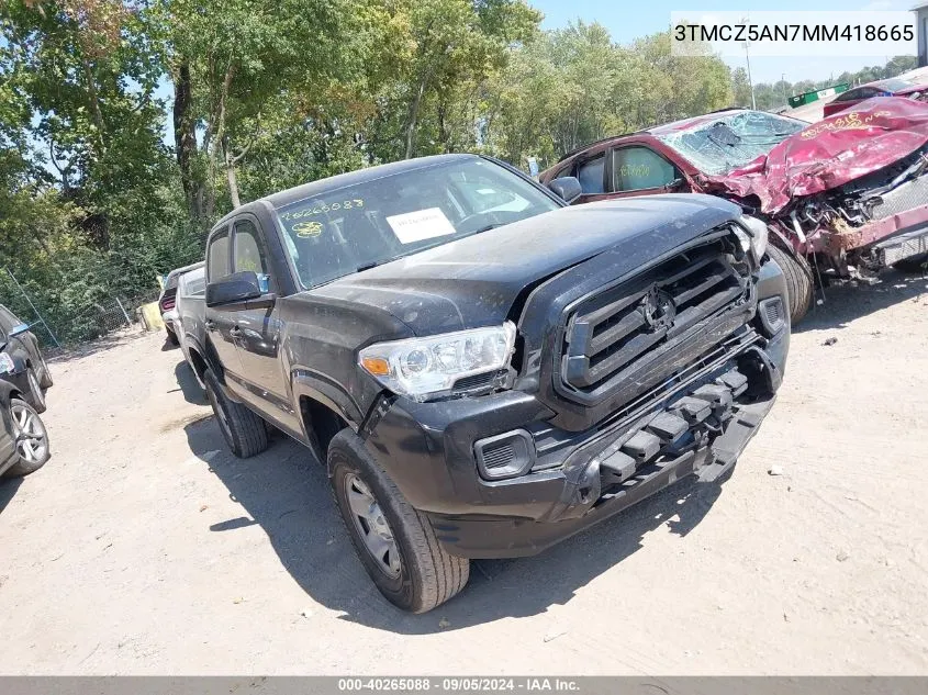 2021 Toyota Tacoma Double Cab/Sr/Sr5/Trd Spo VIN: 3TMCZ5AN7MM418665 Lot: 40265088