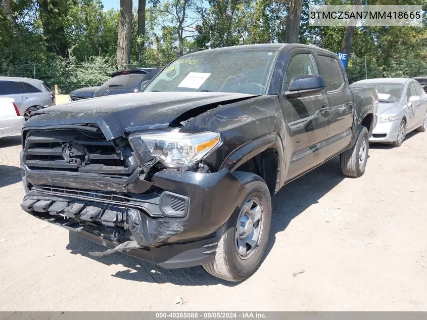 2021 Toyota Tacoma Double Cab/Sr/Sr5/Trd Spo VIN: 3TMCZ5AN7MM418665 Lot: 40265088