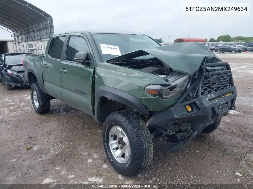 2021 Toyota Tacoma Double Cab/Sr/Sr5/Trd Spo VIN: 5TFCZ5AN2MX249634 Lot: 40268810