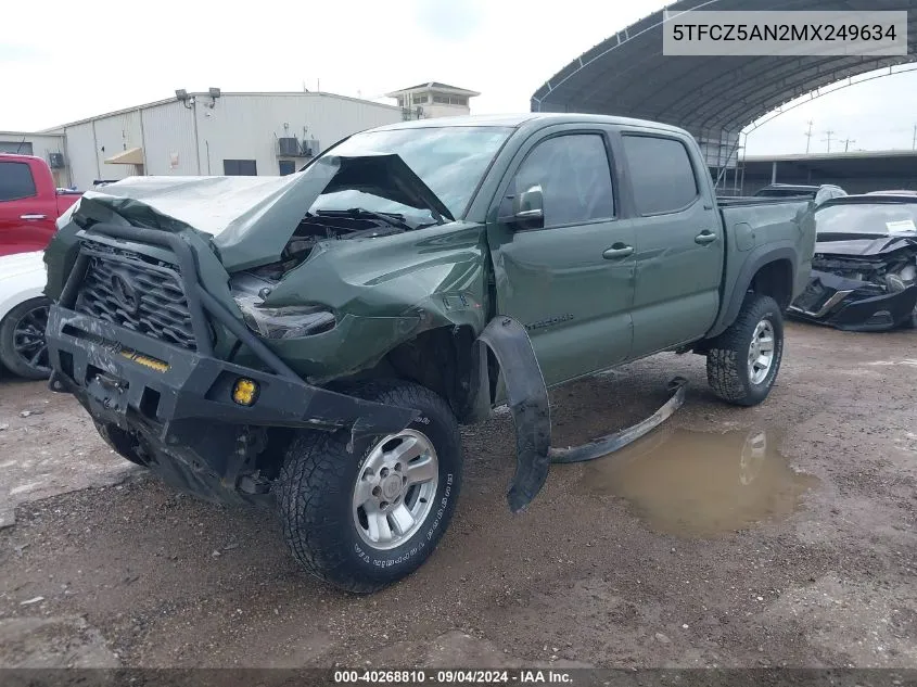 2021 Toyota Tacoma Double Cab/Sr/Sr5/Trd Spo VIN: 5TFCZ5AN2MX249634 Lot: 40268810