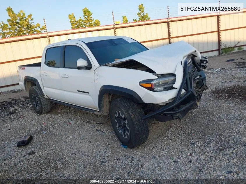 2021 Toyota Tacoma Double Cab/Sr/Sr5/Trd Sport/Trd Off Road/Trd Pro VIN: 5TFCZ5AN1MX265680 Lot: 40285022