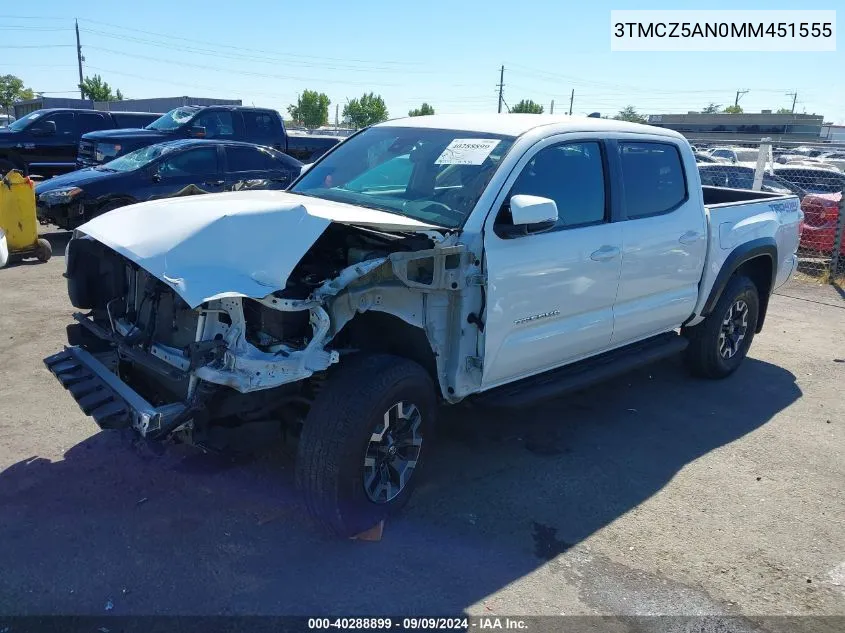 2021 Toyota Tacoma Trd Off-Road VIN: 3TMCZ5AN0MM451555 Lot: 40288899