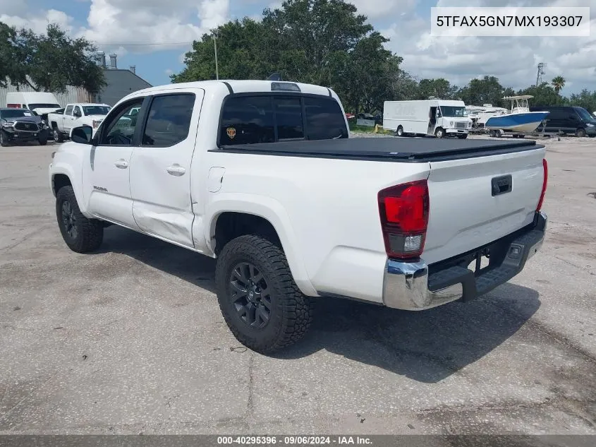 2021 Toyota Tacoma Sr5 VIN: 5TFAX5GN7MX193307 Lot: 40295396