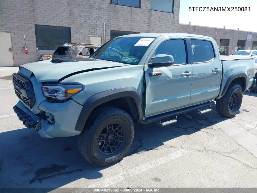 2021 Toyota Tacoma Trd Pro VIN: 5TFCZ5AN3MX250081 Lot: 40299362