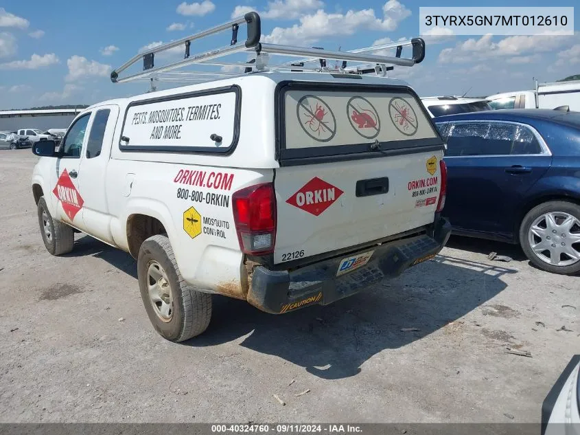 2021 Toyota Tacoma Sr VIN: 3TYRX5GN7MT012610 Lot: 40324760