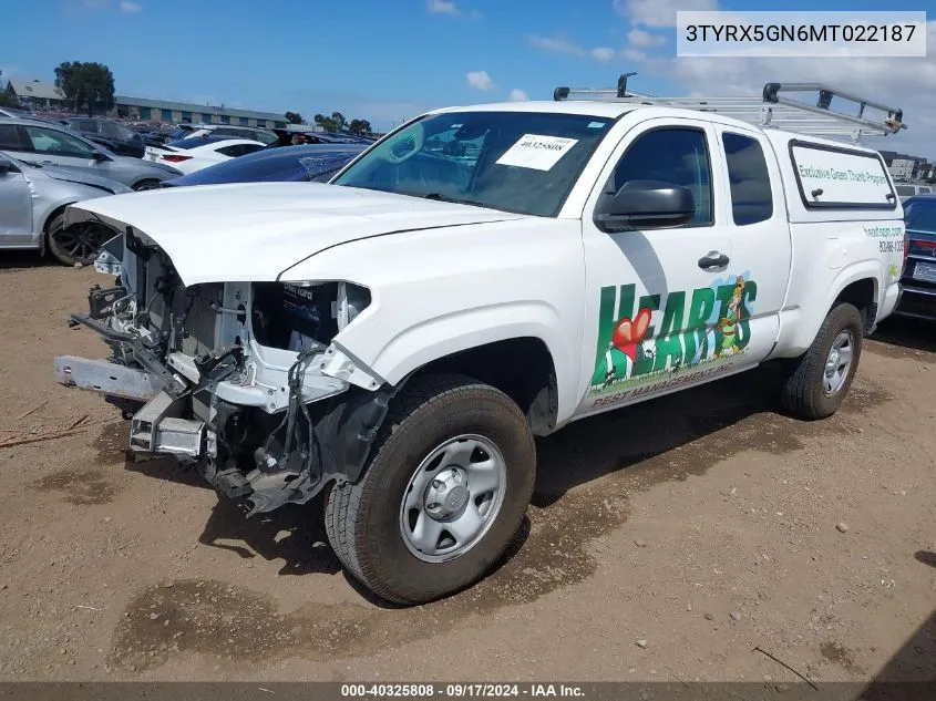 2021 Toyota Tacoma Sr VIN: 3TYRX5GN6MT022187 Lot: 40325808