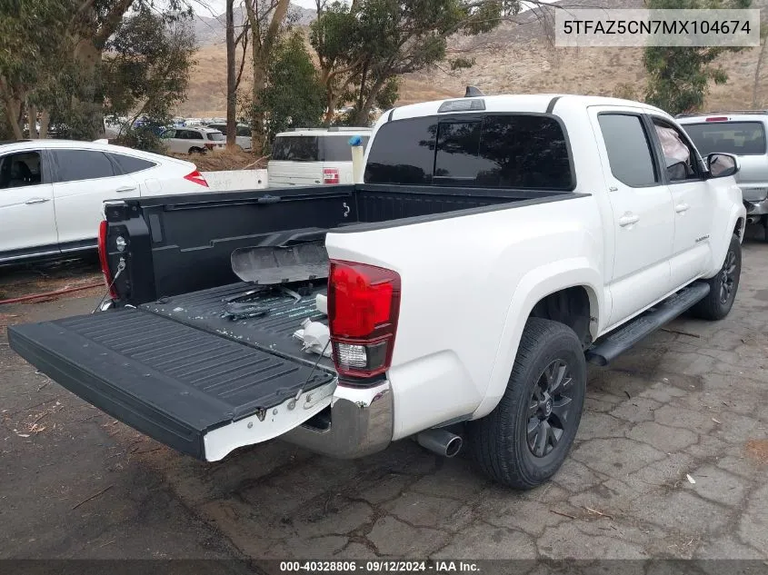 2021 Toyota Tacoma Double Cab/Sr5/Trd Sport/Trd Off Road VIN: 5TFAZ5CN7MX104674 Lot: 40328806