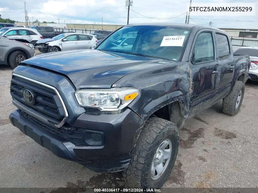 2021 Toyota Tacoma Sr V6 VIN: 5TFCZ5AN0MX255299 Lot: 40336417