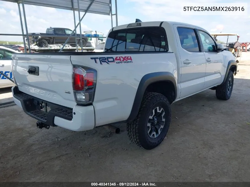 2021 Toyota Tacoma Trd Off-Road VIN: 5TFCZ5AN5MX263916 Lot: 40341345