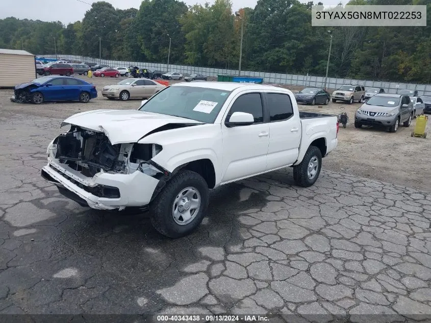 2021 Toyota Tacoma Sr VIN: 3TYAX5GN8MT022253 Lot: 40343438