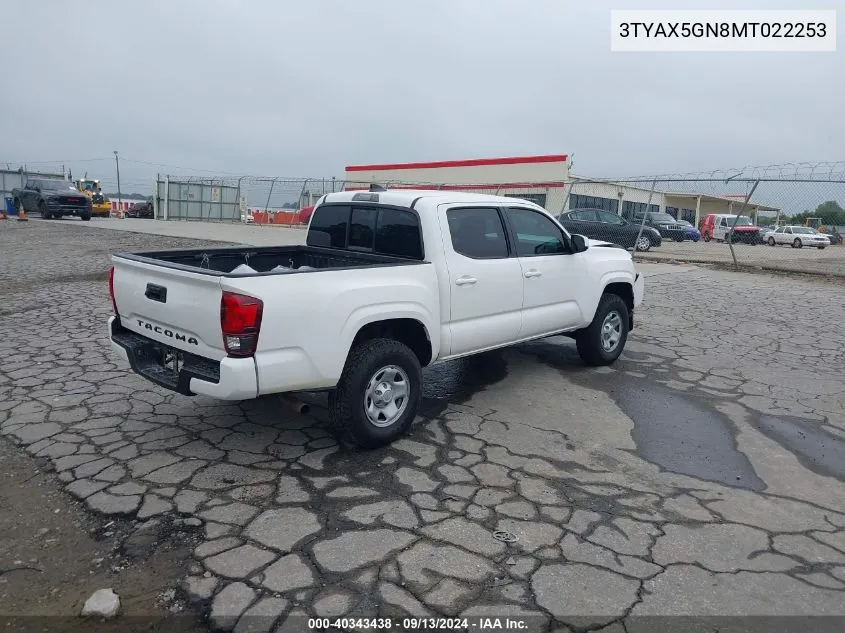 2021 Toyota Tacoma Sr VIN: 3TYAX5GN8MT022253 Lot: 40343438