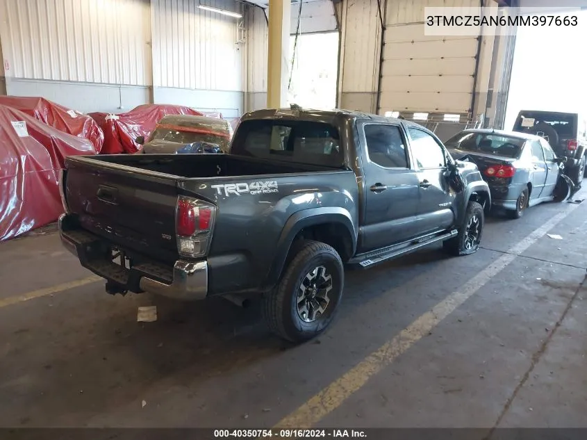 2021 Toyota Tacoma Double Cab/Sr/Sr5/Trd Spo VIN: 3TMCZ5AN6MM397663 Lot: 40350754