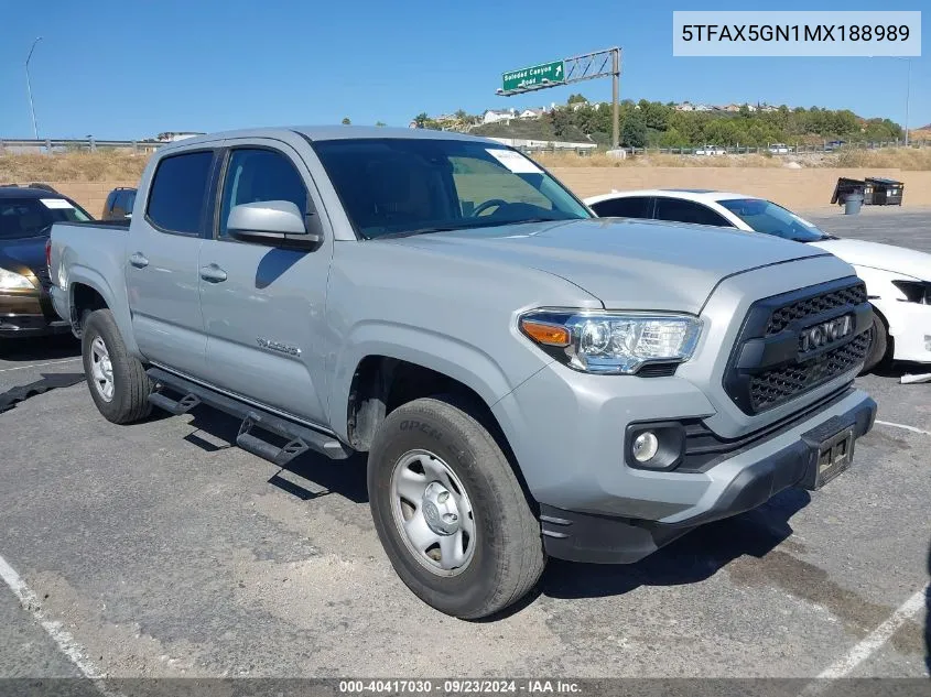 2021 Toyota Tacoma Sr5 VIN: 5TFAX5GN1MX188989 Lot: 40417030