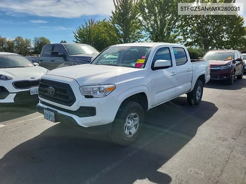 2021 Toyota Tacoma Double Cab/Sr/Sr5/Trd Sport/Trd Off Road/Trd Pro VIN: 5TFCZ5AN6MX280031 Lot: 40458829