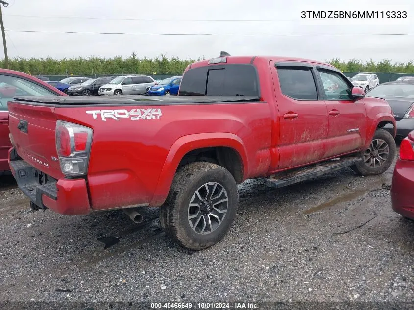 2021 Toyota Tacoma Double Cab/Sr5/Trd Sport/ VIN: 3TMDZ5BN6MM119333 Lot: 40466649