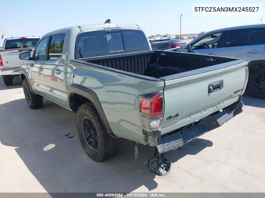 2021 Toyota Tacoma Trd Pro VIN: 5TFCZ5AN3MX245527 Lot: 40594154