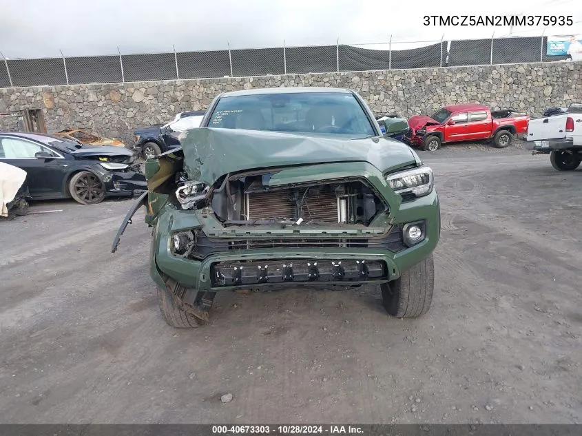 2021 Toyota Tacoma Sr V6/Sr5 V6/Trd Off-Road/Trd Pro/Trd Sport VIN: 3TMCZ5AN2MM375935 Lot: 40673303