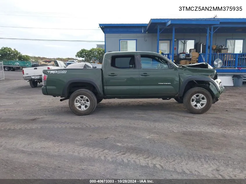 2021 Toyota Tacoma Sr V6/Sr5 V6/Trd Off-Road/Trd Pro/Trd Sport VIN: 3TMCZ5AN2MM375935 Lot: 40673303