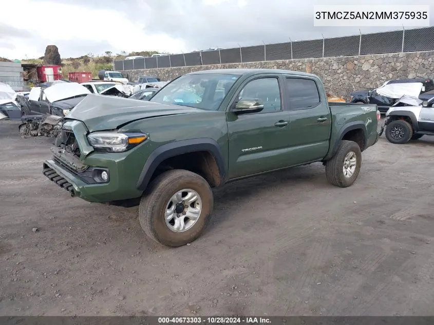 2021 Toyota Tacoma Sr V6/Sr5 V6/Trd Off-Road/Trd Pro/Trd Sport VIN: 3TMCZ5AN2MM375935 Lot: 40673303