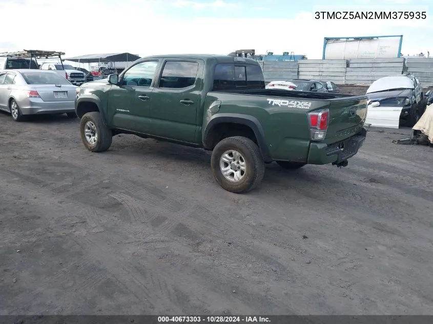 2021 Toyota Tacoma Sr V6/Sr5 V6/Trd Off-Road/Trd Pro/Trd Sport VIN: 3TMCZ5AN2MM375935 Lot: 40673303