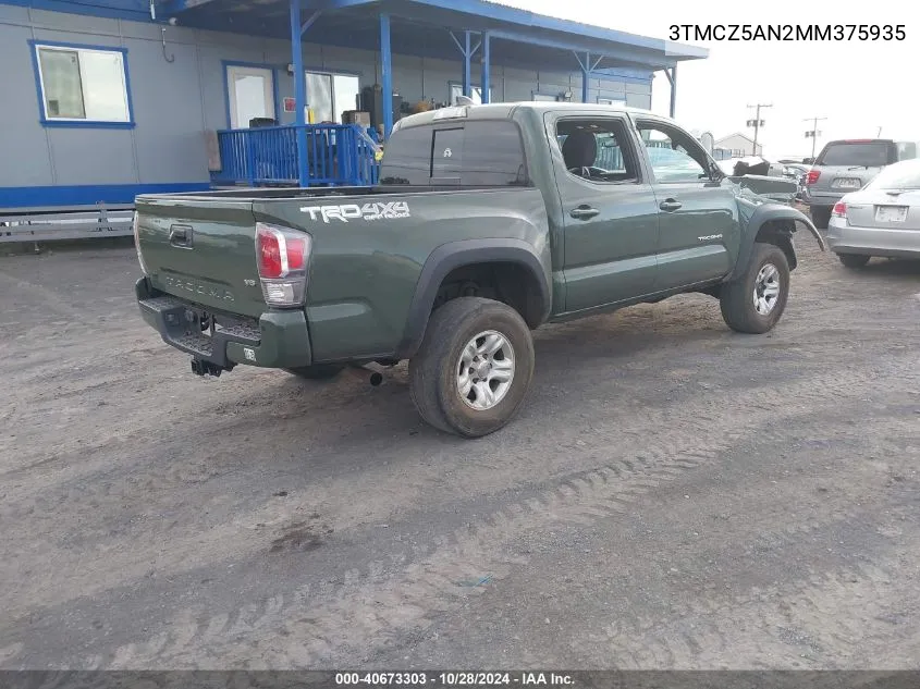 2021 Toyota Tacoma Sr V6/Sr5 V6/Trd Off-Road/Trd Pro/Trd Sport VIN: 3TMCZ5AN2MM375935 Lot: 40673303